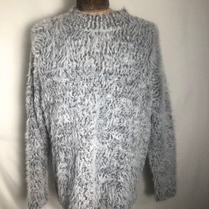 Womens White &amp; Grey Fuzzy Sweater. Size XXL.